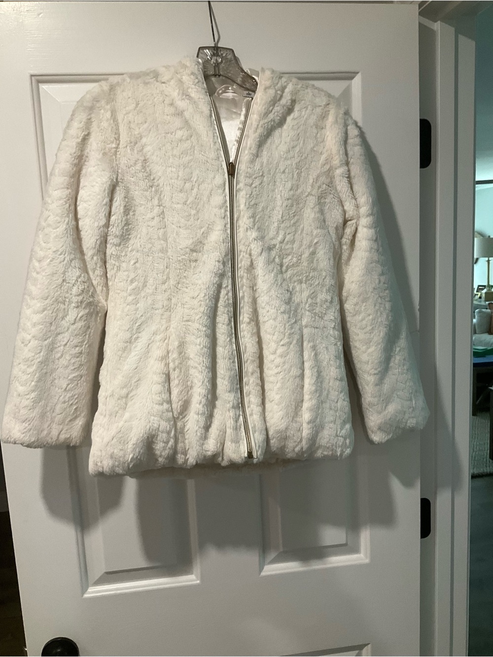 Girls Cozy Faux-Fur Zip Jacket - Cream